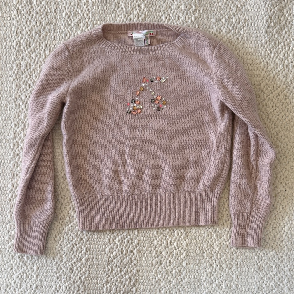 Bonpoint Dusty Pink Girls Cherry Sweater